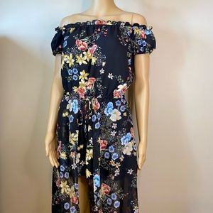 Bebop Black Floral Romper Midi Dress Size Medium